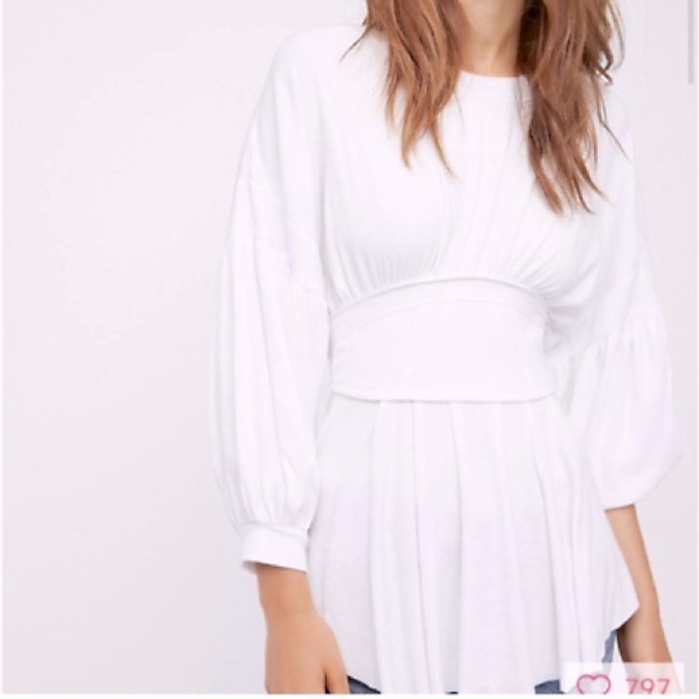 Free People Time Traveler Soft Stretch Knit Top White size Small